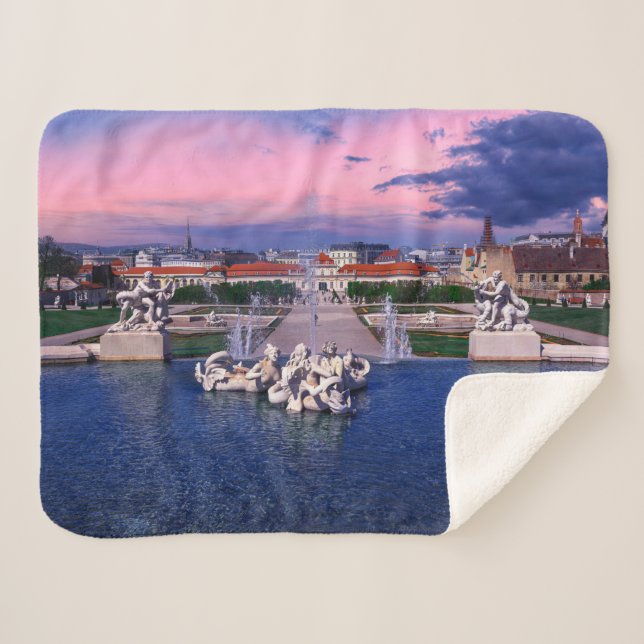 Cobertor Sherpa Sunset over fountain em Viena (Frente (Horizontal))