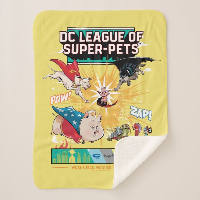 Cobertor Sherpa Super-animais: Somos um Pacote, Ficamos juntos! (Frente)