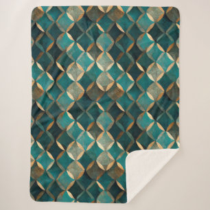 Cobertor Sherpa Super Luxe Teal e Dourado