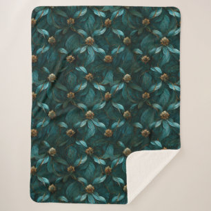 Cobertor Sherpa Super Luxe Teal e Dourado
