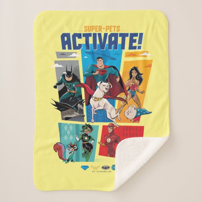 Cobertor Sherpa Super Pets & Justice League - Ativate! (Frente)