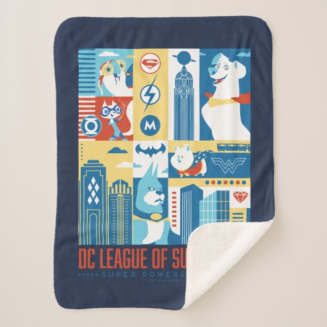 Cobertor Sherpa Super Powered Pack Art Deco Metropolis (Frente)