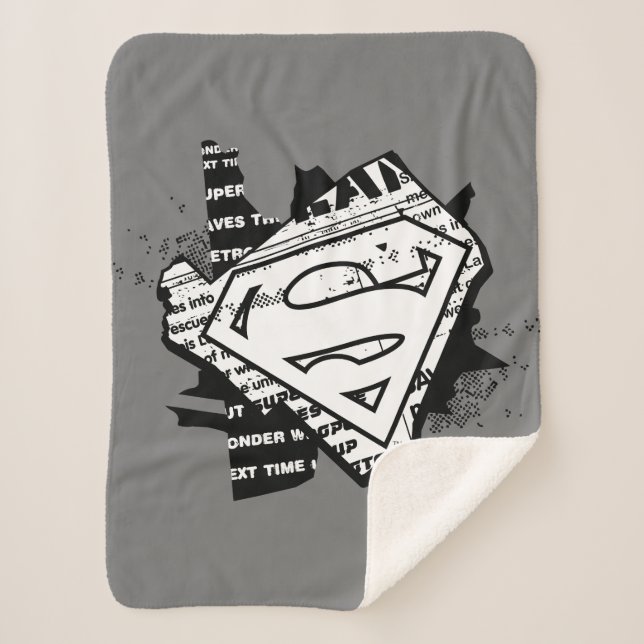 Cobertor Sherpa Supergirl Newsprint S-Shield (Frente)