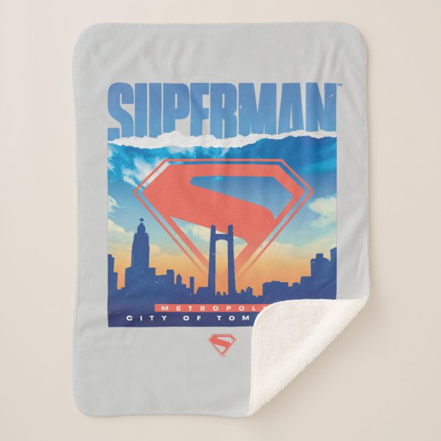 Cobertor Sherpa Superman Metropolis Skyline (Frente)
