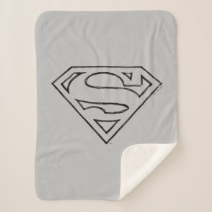 Cobertor Sherpa Superman S-Shield   Logotipo preto Simples