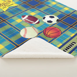 Cobertor Sherpa Superstar Tartan Azul Amarelo