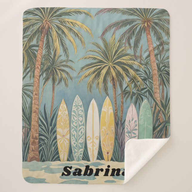 Cobertor Sherpa Surf, Estilo de Pastel Personalizado (Frente)