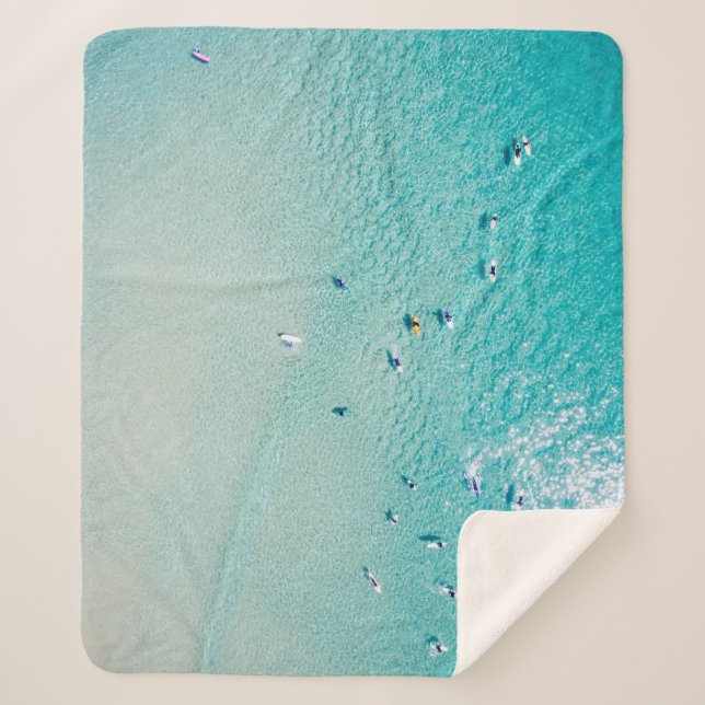 Cobertor Sherpa Surfista vista aérea, mar limpo. (Frente)