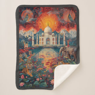 Cobertor Sherpa Surrealista Paisagem dos Sonhos Taj Mahal Índia Vi