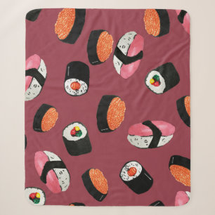 Cobertor Sherpa Sushi Onigiri Rolls: Ilustração Sem Costura
