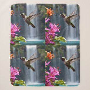 Cobertor Sherpa "Sussuros da Natureza: Hummingbird, Cascata