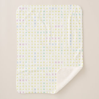 Cobertor Sherpa Sweet Baby Boy Alphabet ABCs Traditional Colors