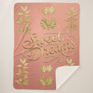 Cobertor Sherpa Sweet Dreams Rose Gold & Sage Leaf Fleece Sherpa B