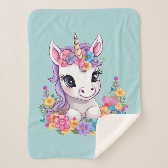 Cobertor Sherpa Sweet Magical Baby Unicorn (Frente)