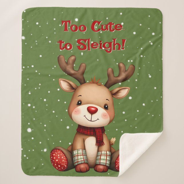 Cobertor Sherpa Sweet Reindeer Pair in Holiday Snowfall (Frente)