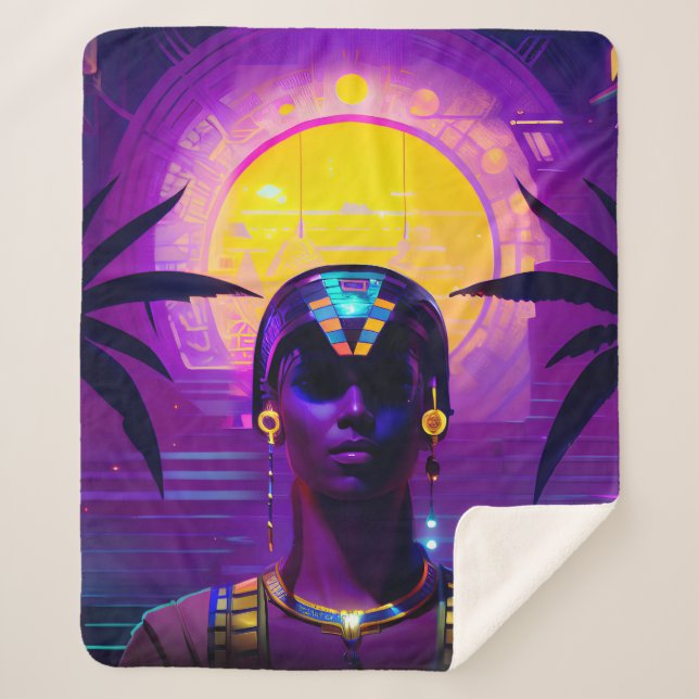 Cobertor Sherpa Synthwave Pharaoh (Frente)