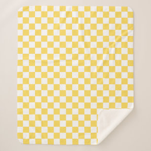 Cobertor Sherpa Tabuleiro de xadrez amarelo visual clássico
