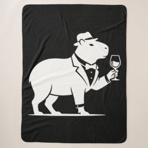 Cobertor Sherpa Tacaça de Vinho de Capivara Engraçada Minimalista