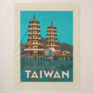 Cobertor Sherpa Taiwan   Dragão E Pagodas De Tigre