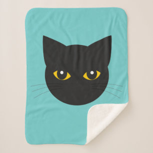 Cobertor Sherpa Tampa do rosto de gato preto