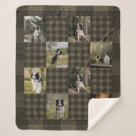 Cobertor Sherpa Tan and Brown Plaid 8 Photo Collage
