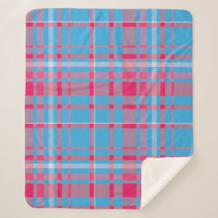 Cobertor Sherpa Tartan azul e vermelho
