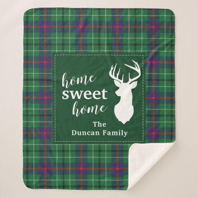 Cobertor Sherpa Tartan Christmas Sweet Home Xadrez Personalizada (Frente)