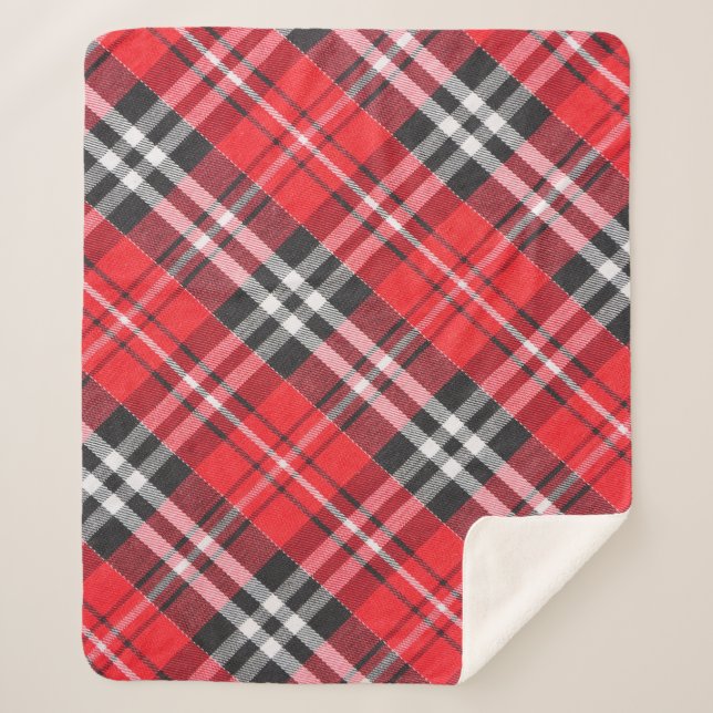 Cobertor Sherpa Tartan Cloth Pattern Top View (Frente)