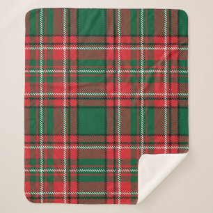 Cobertor Sherpa Tartan tradicional: padrão de xadrez verde-vermelh