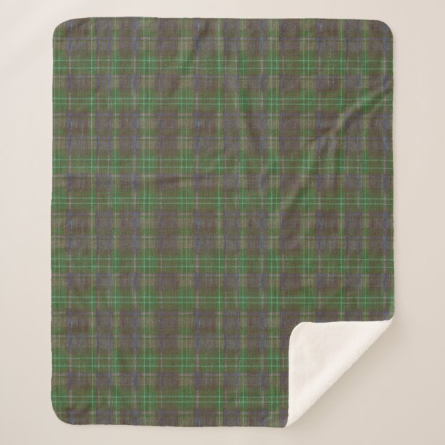 Cobertor Sherpa Tartan Verde Floresta Cabana (Frente)