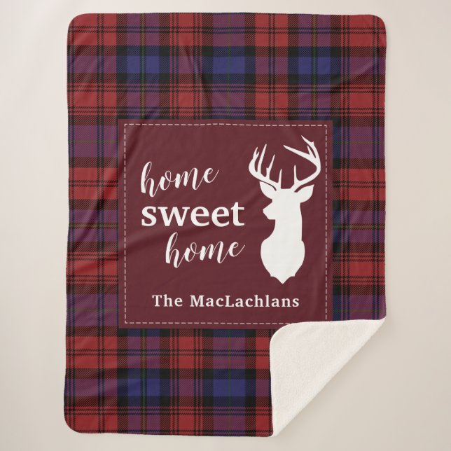 Cobertor Sherpa Tartan Xadrez Natal Clan MacLachlan Personalize (Frente)