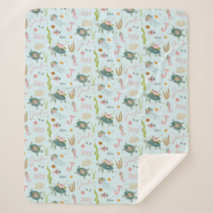 Cobertor Sherpa Tartaruga de Menina Personalizada   50x60