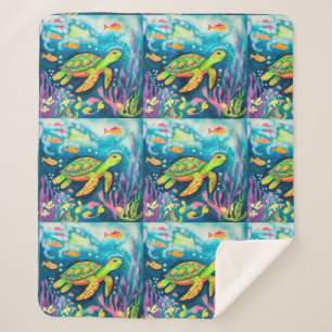 Cobertor Sherpa Tartaruga de pintura