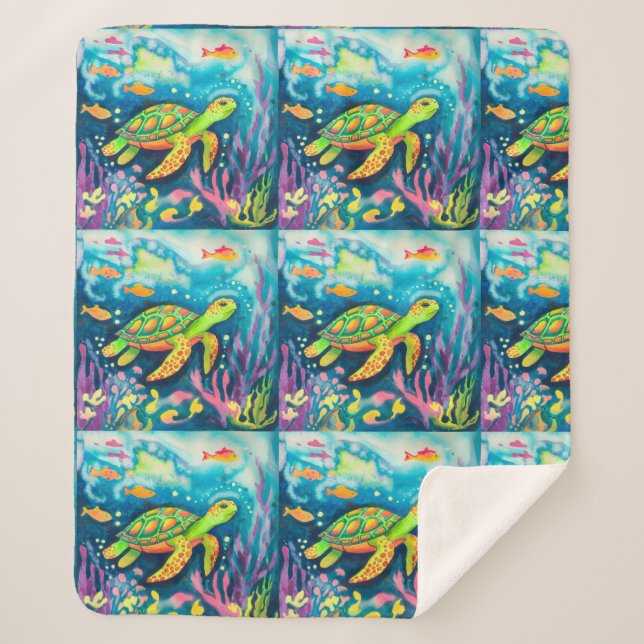 Cobertor Sherpa Tartaruga de pintura (Frente)