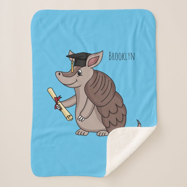 Cobertor Sherpa Tatu bonito com desenho de boné de formatura (Frente)