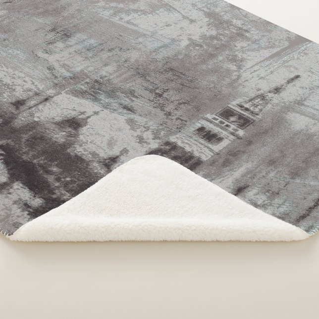 Cobertor Sherpa Taupe e Cyan Distress Skyline Veneice Itália (3/4)