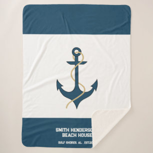 Cobertor Sherpa Teal Anchor Privat Beach House