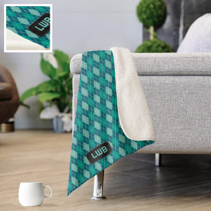 Cobertor Sherpa Teal Argyle Pattern - Cozy Knit Look: adicionar in