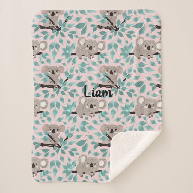 Cobertor Sherpa Teal Cinza Koala Bear Baby Sherpa Blanket (Frente)