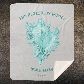 Cobertor Sherpa Teal Conch Shell Sherpa Blanket
