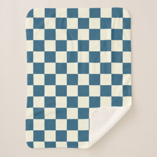Cobertor Sherpa Teal E Cream Checkerboard Sherpa Blanket