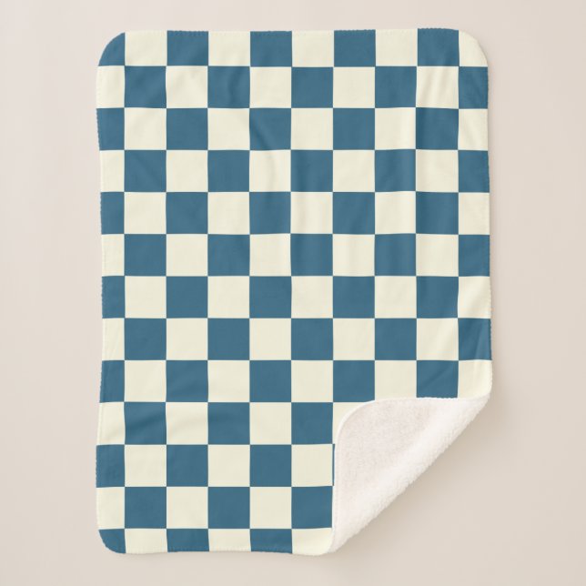 Cobertor Sherpa Teal E Cream Checkerboard Sherpa Blanket (Frente)