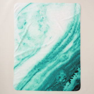 Cobertor Sherpa Teal e White Marble