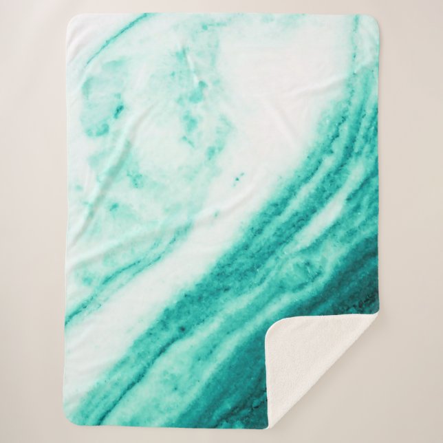 Cobertor Sherpa Teal e White Marble (Frente)