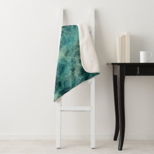 Cobertor Sherpa Teal Marble Abstrato