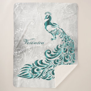 Cobertor Sherpa Teal Peacock Personalizado Sherpa Blanket