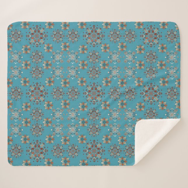 Cobertor Sherpa Teal Scandinavian Foltern Snowflakes (Frente (Horizontal))