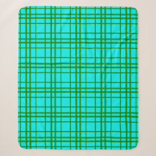 Cobertor Sherpa Teal Turquoise Tartan Xadrez