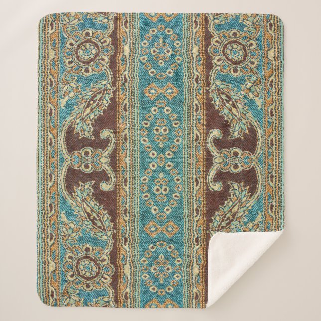 Cobertor Sherpa Tecido Árabe Paisley Oriental Design (Frente)