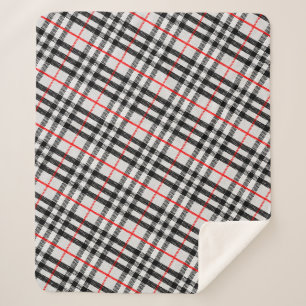 Cobertor Sherpa Tecido Checkered clássico vermelho branco preto d